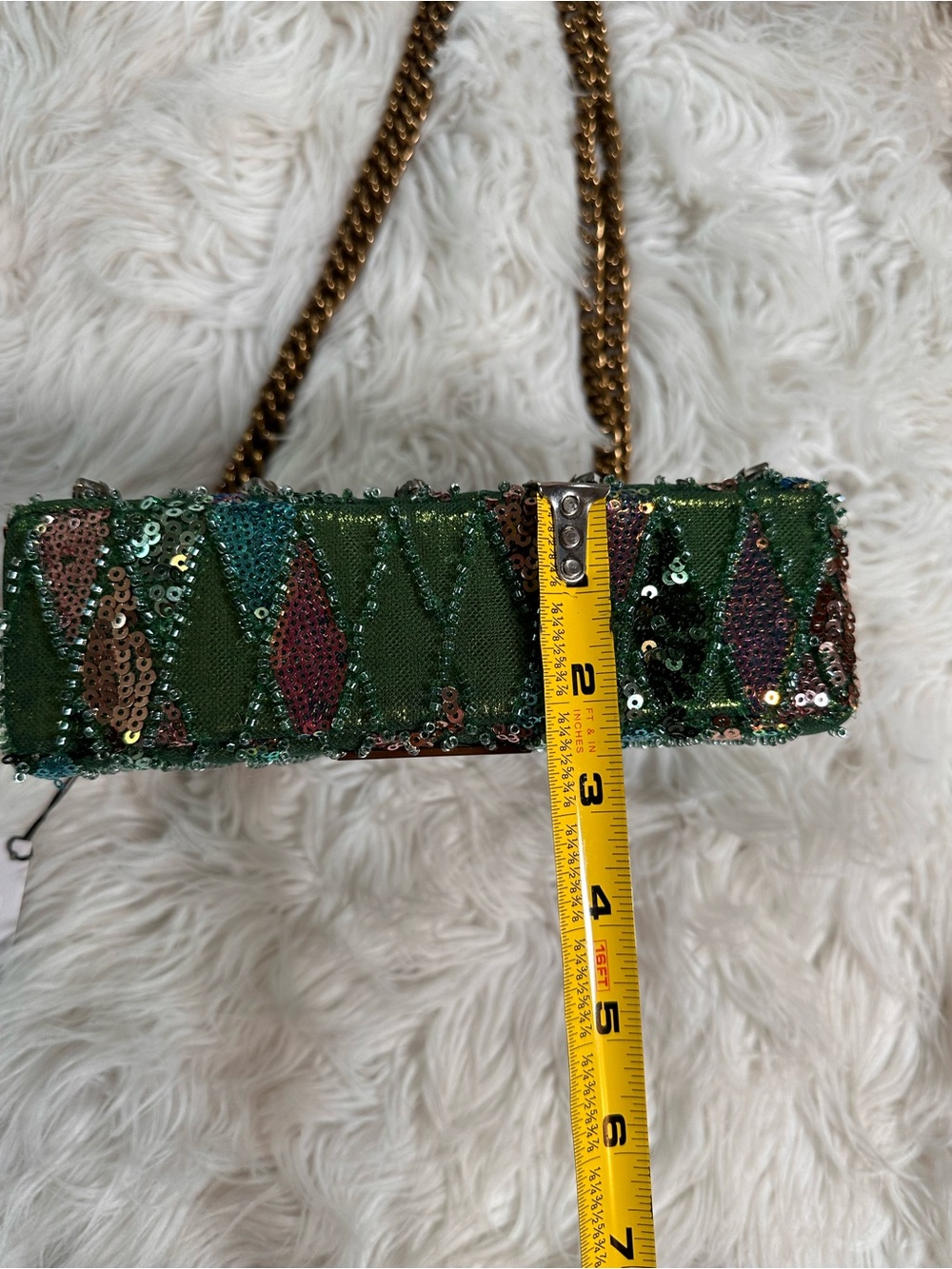 Kurt Geiger • Ornate Green Beaded & Sequin Mini Kensington - Picture 13 of 16